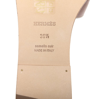 Hermes Box Calfskin Oran Sandals 39.5 Gold 8 of 11