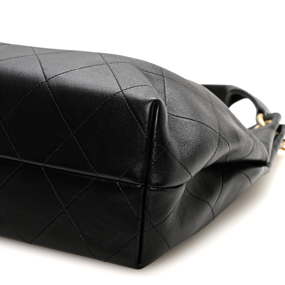 Calfskin Quilted Maxi Hobo Black