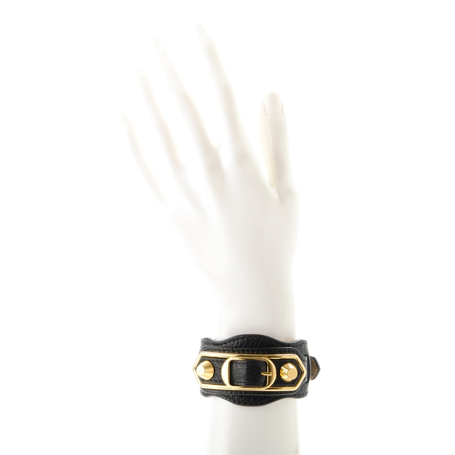 Chevre Gold Metallic Edge Hardware Bracelet S Black