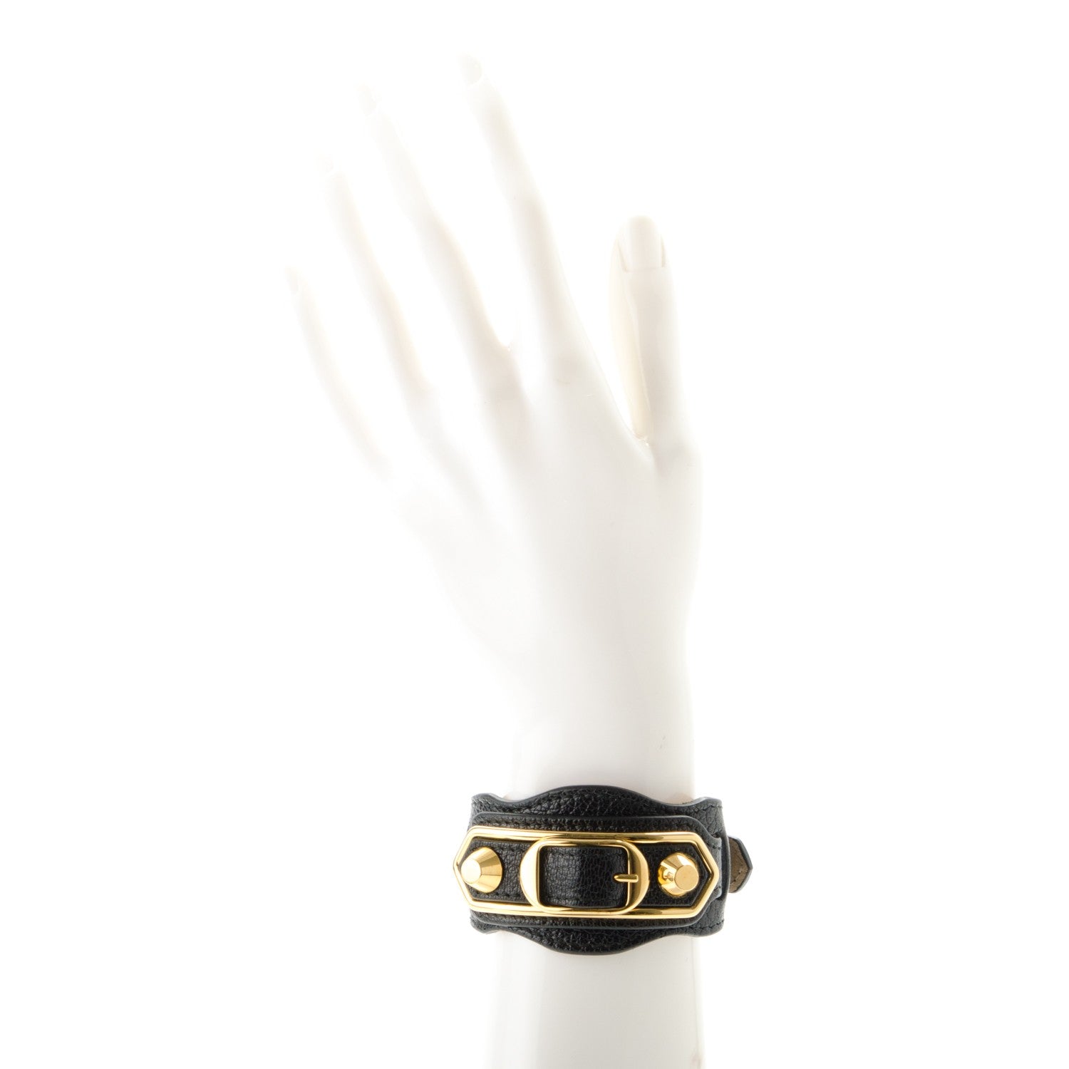 Balenciaga Chevre Gold Metallic Edge Hardware Bracelet S Black 2 of 5