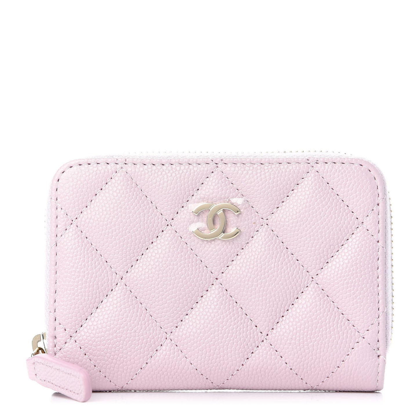 Caviar Quilted Zip Coin Purse Light Pink