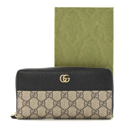 Gucci Dollar Calfskin GG Supreme Monogram GG Marmont Zip Around Wallet Black Beige Ebony 15 of 15