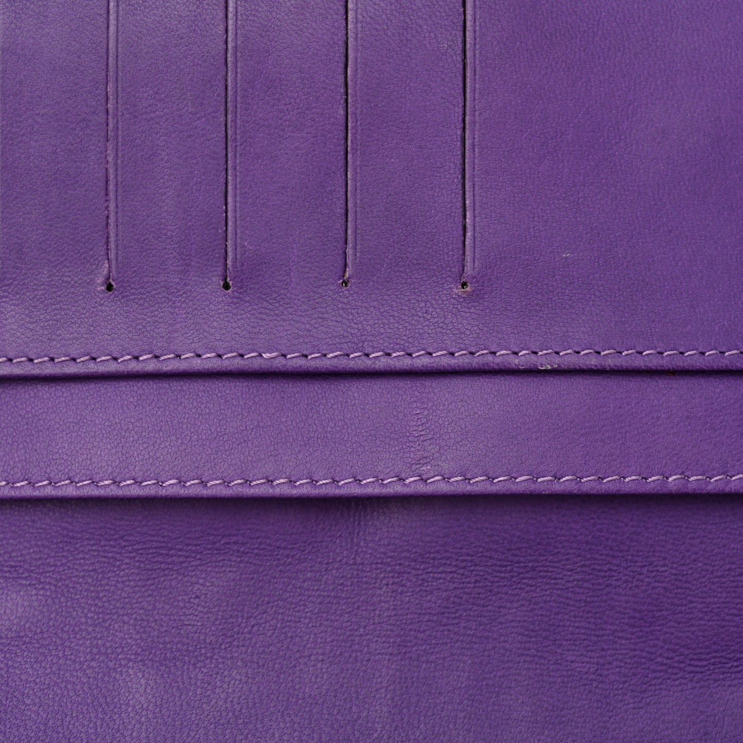 Nappa Logo Embossed Long Wallet On Chain Purple