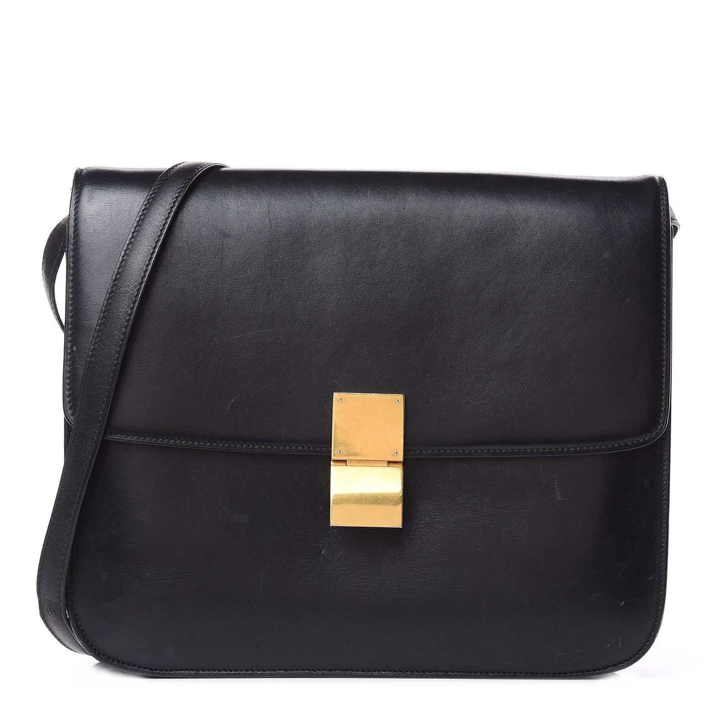 Smooth Calfskin Large Classic Box Flap Bag Black
