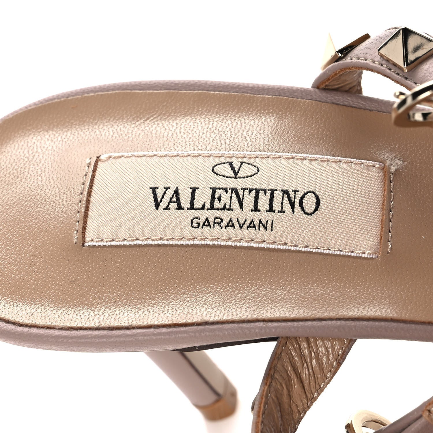 Valentino Garavani Nappa Rockstud Ankle Strap Low Heel Pumps 39 Poudre 7 of 9