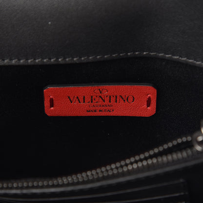 Valentino Garavani Vitello Chevron Rockstud Wallet on Chain Light Ivory Black 6 of 7