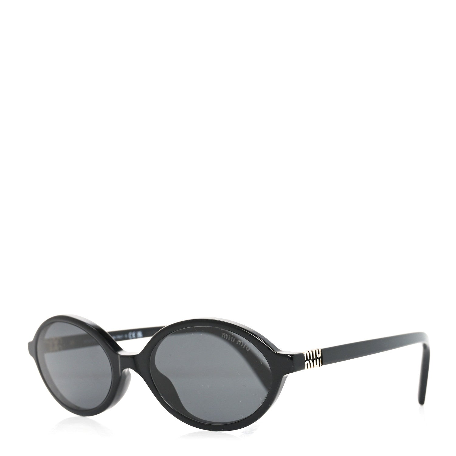 Miu Miu Acetate Oval Regard Sunglasses SMU04Z Black 1 of 7