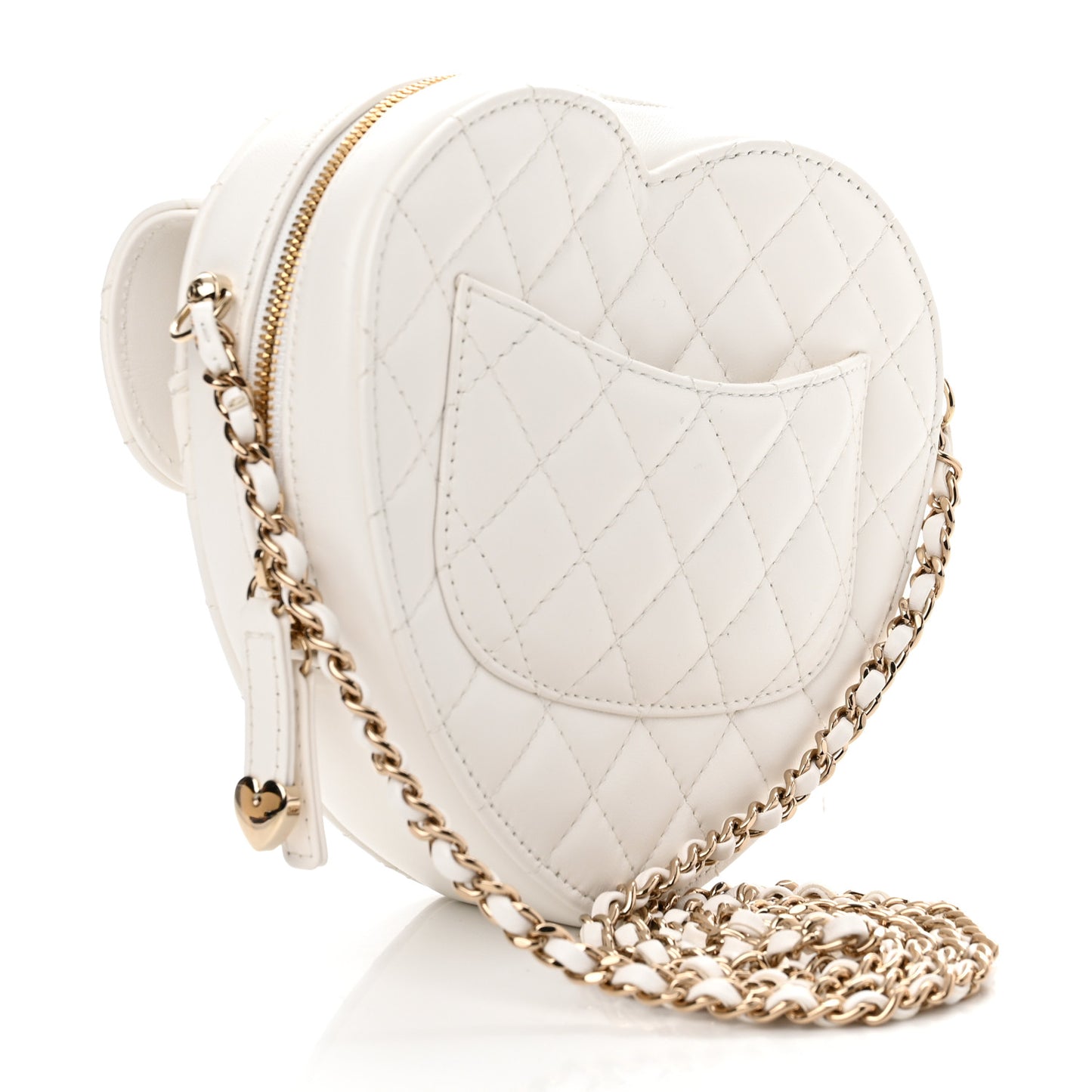 Lambskin Quilted CC In Love Heart Bag White