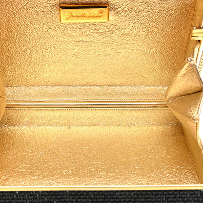 Judith Leiber Swarovski Crystal Glass Bead Minaudiere Clutch Black Multicolor 5 of 9