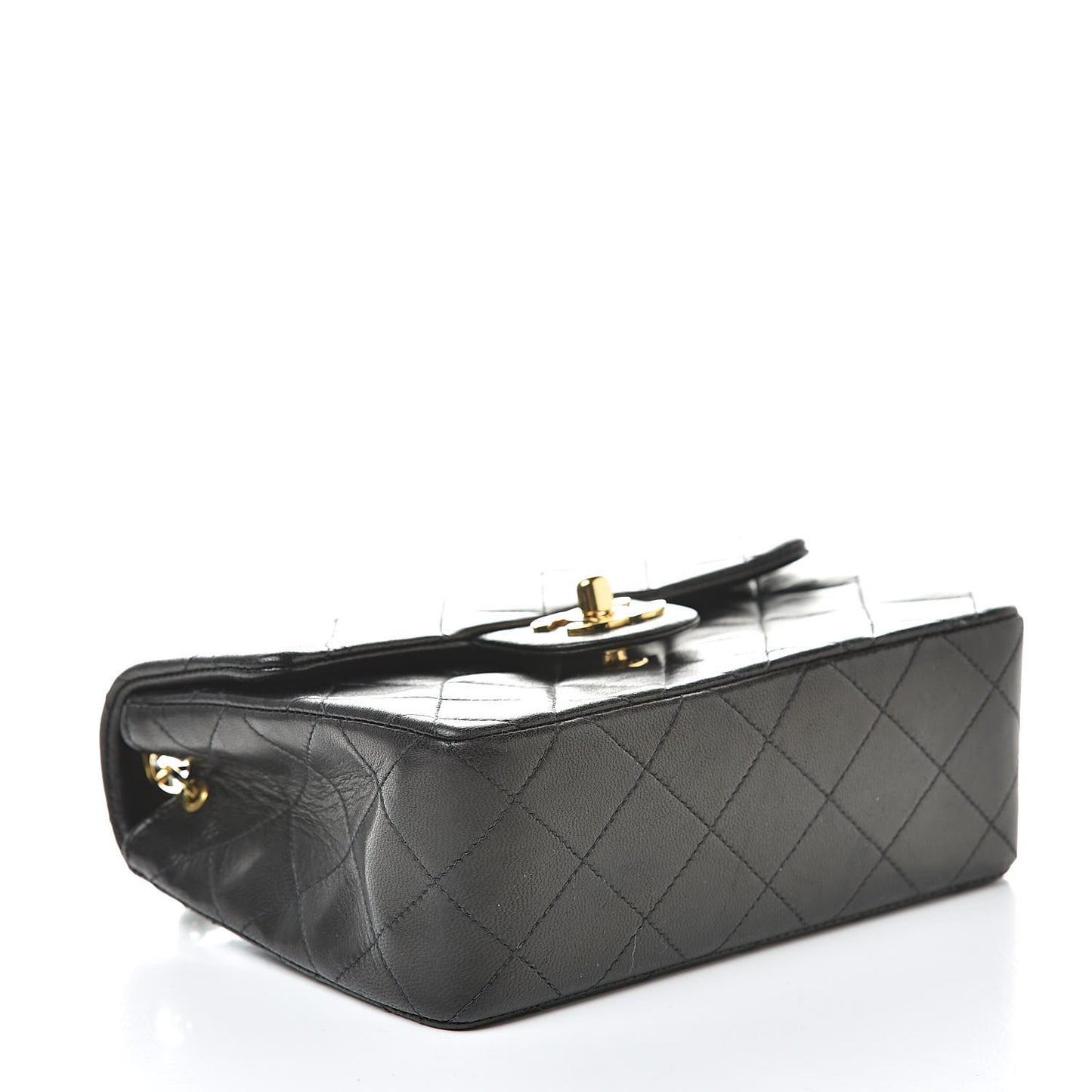 Lambskin Quilted Mini Square Flap Black