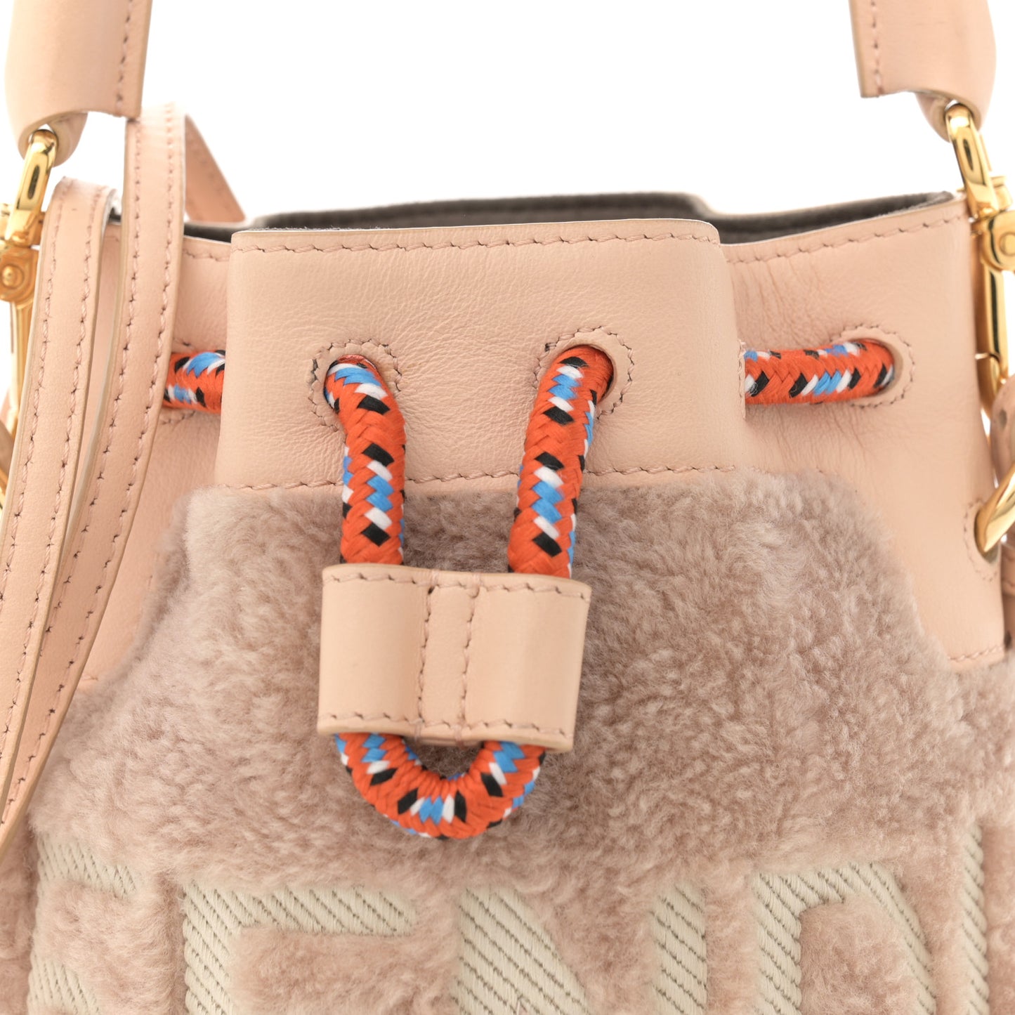 Sheepskin F is Fendi Logo Embroidered Mini Mon Tresor Bucket Bag Soap