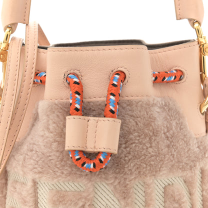 Fendi Sheepskin F is Fendi Logo Embroidered Mini Mon Tresor Bucket Bag Soap 8 of 12