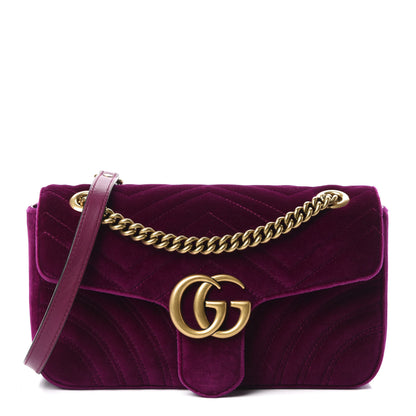 Gucci Velvet Matelasse Small GG Marmont Shoulder Bag Fuchsia Violet Cyclamen 1 of 10