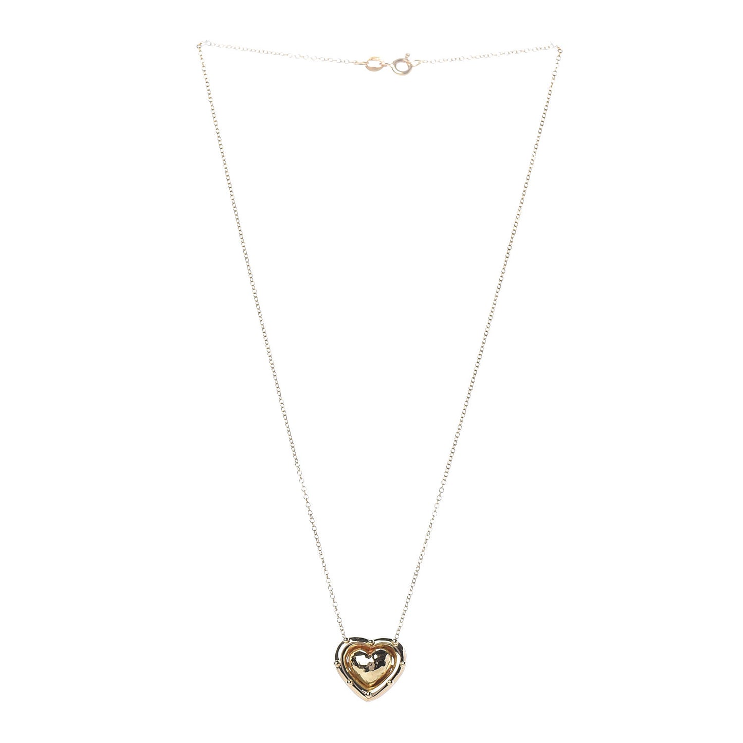 18K Yellow Gold Paloma Picasso Hammered Heart Pendant Necklace