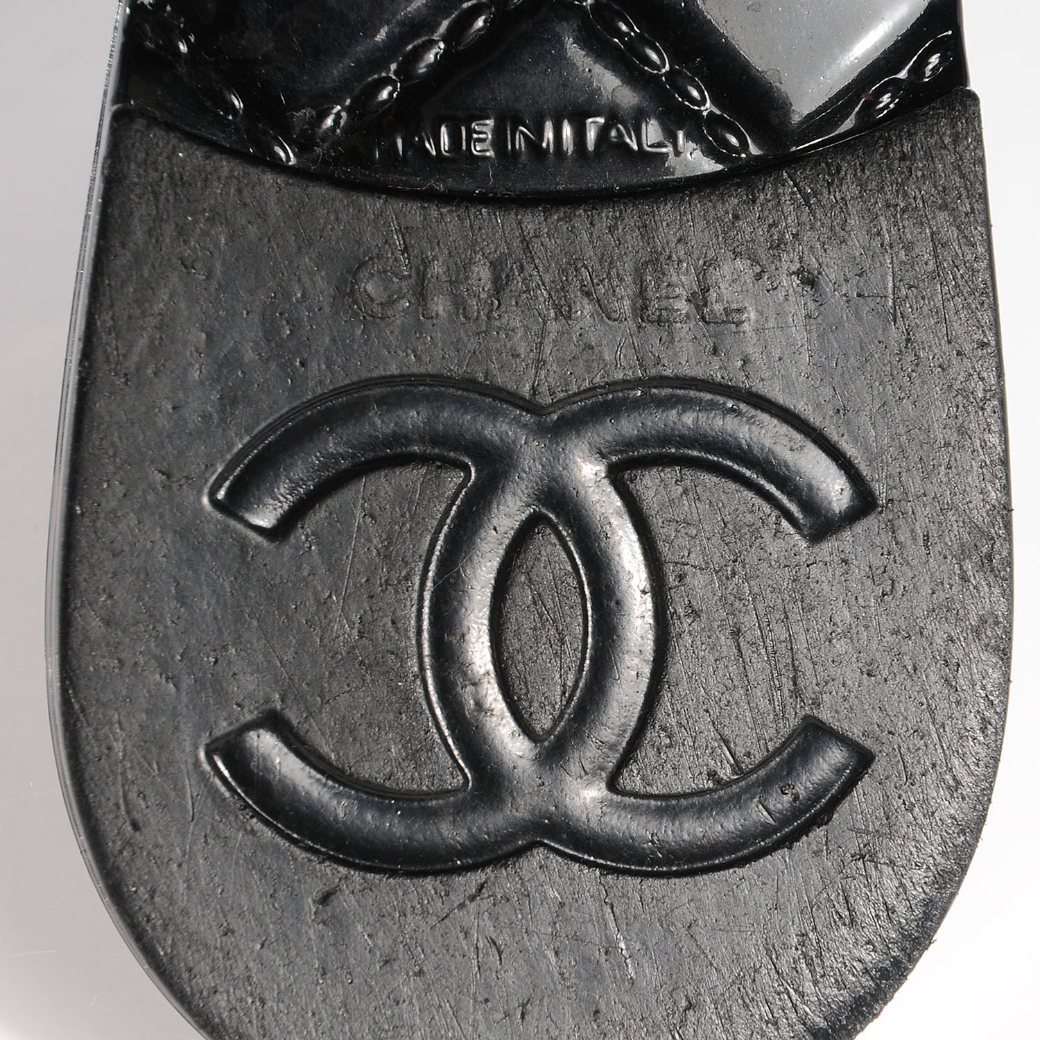 Chanel Lambskin Camellia Thong Sandals 40 Black White 7 of 7