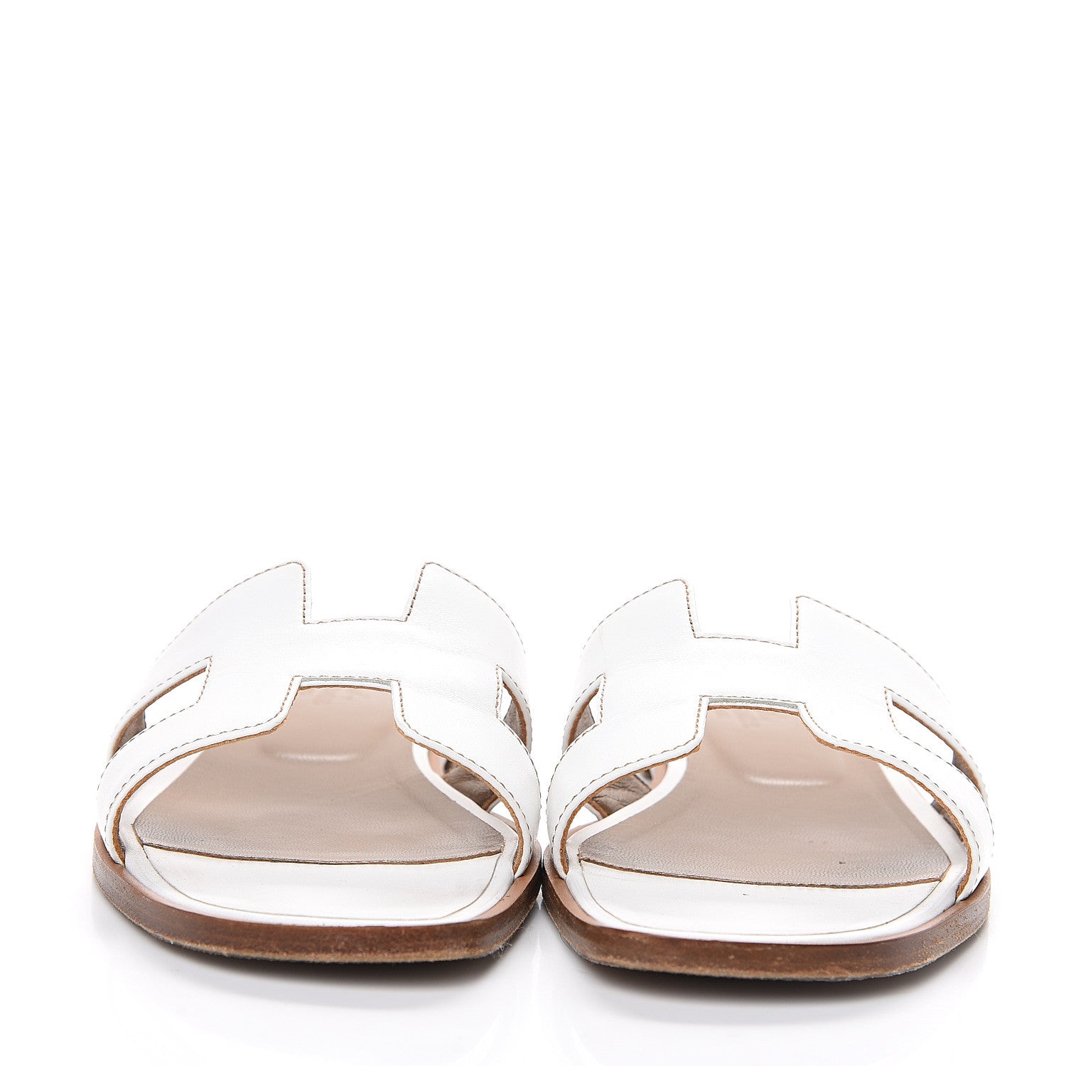 Hermes Box Calfskin Oran Sandals 38.5 White 2 of 10