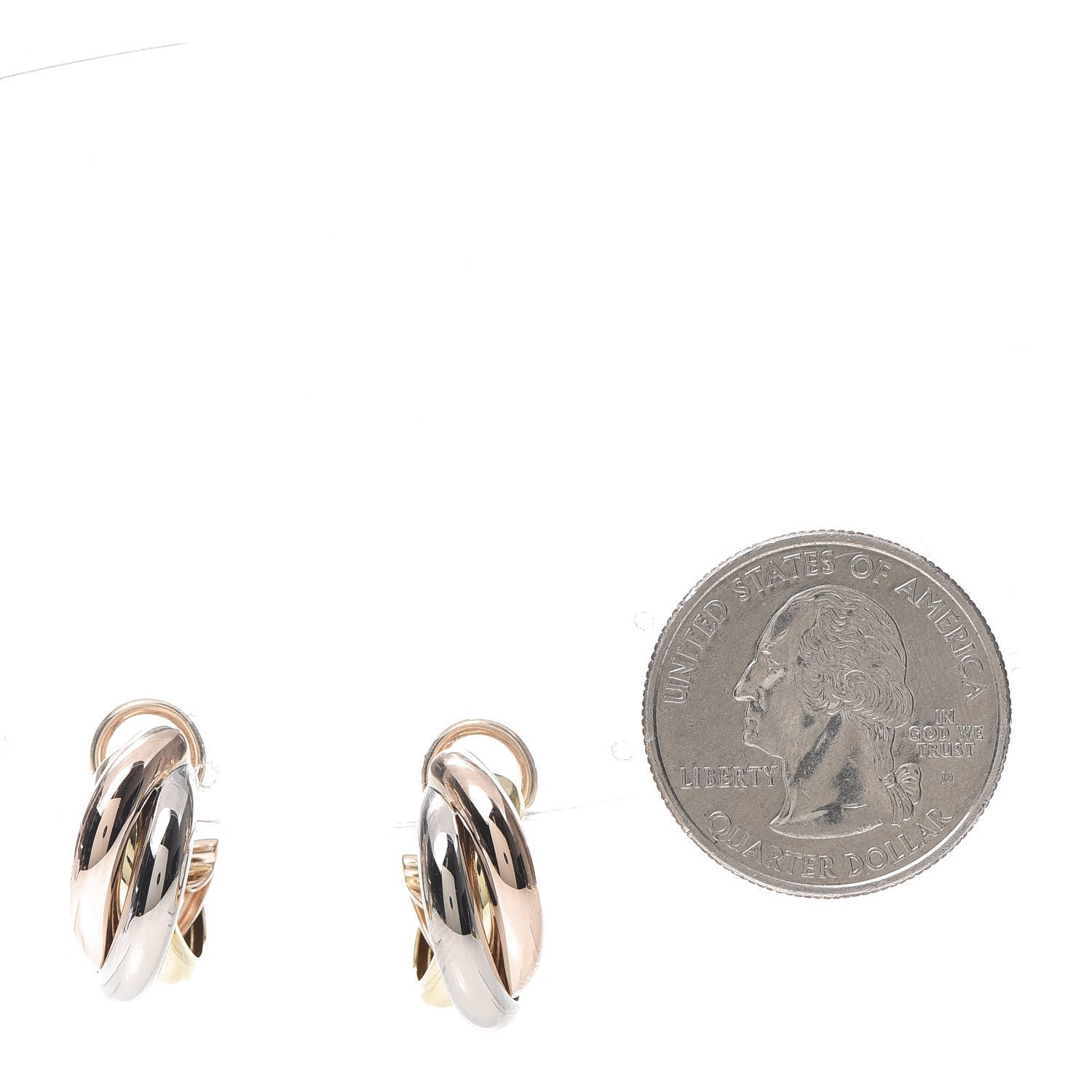 Cartier 18K Pink Yellow White Gold Small Trinity Earrings 2 of 5