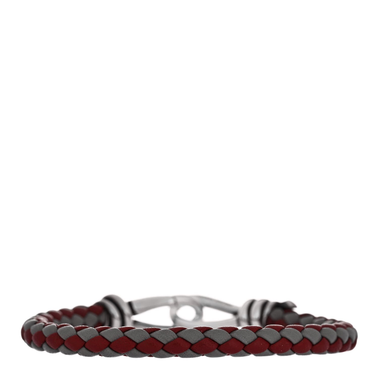 Tiffany Sterling Silver Leather Paloma Picasso Knot Single Braid Bracelet Grey Red 2 of 3