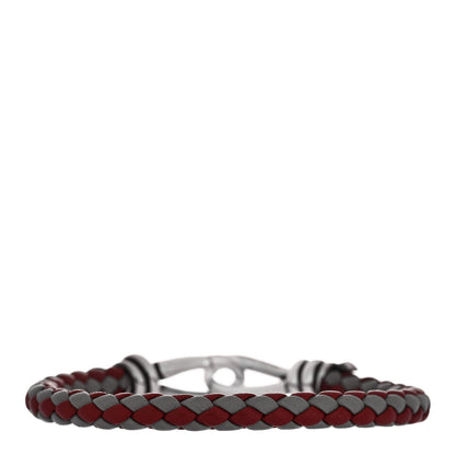 Tiffany Sterling Silver Leather Paloma Picasso Knot Single Braid Bracelet Grey Red 2 of 3