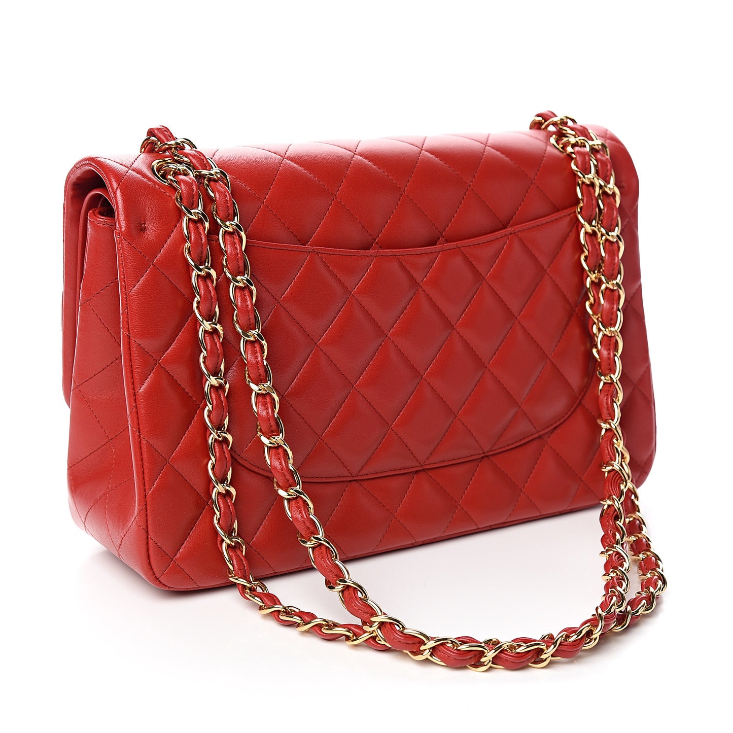 Lambskin Quilted Jumbo Double Flap Red