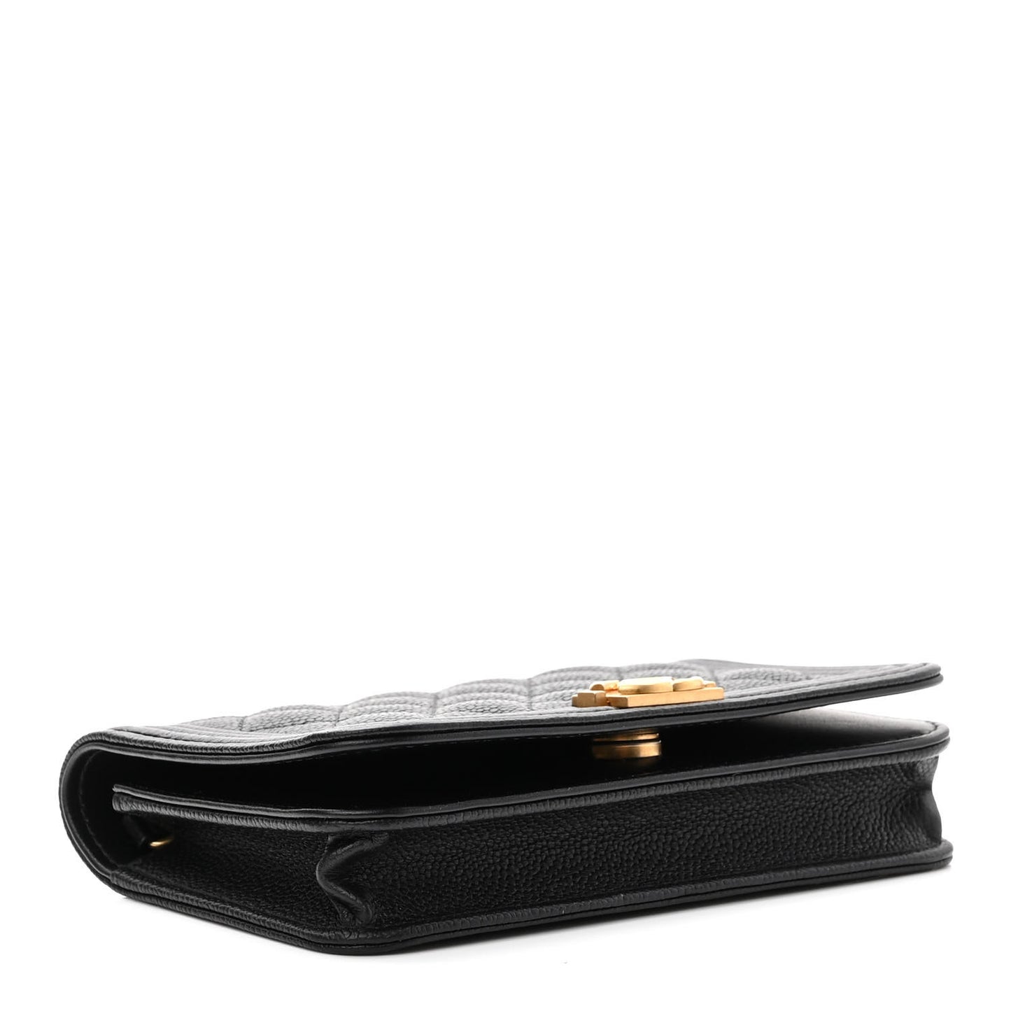 Caviar Quilted Boy Clutch With Chain Black