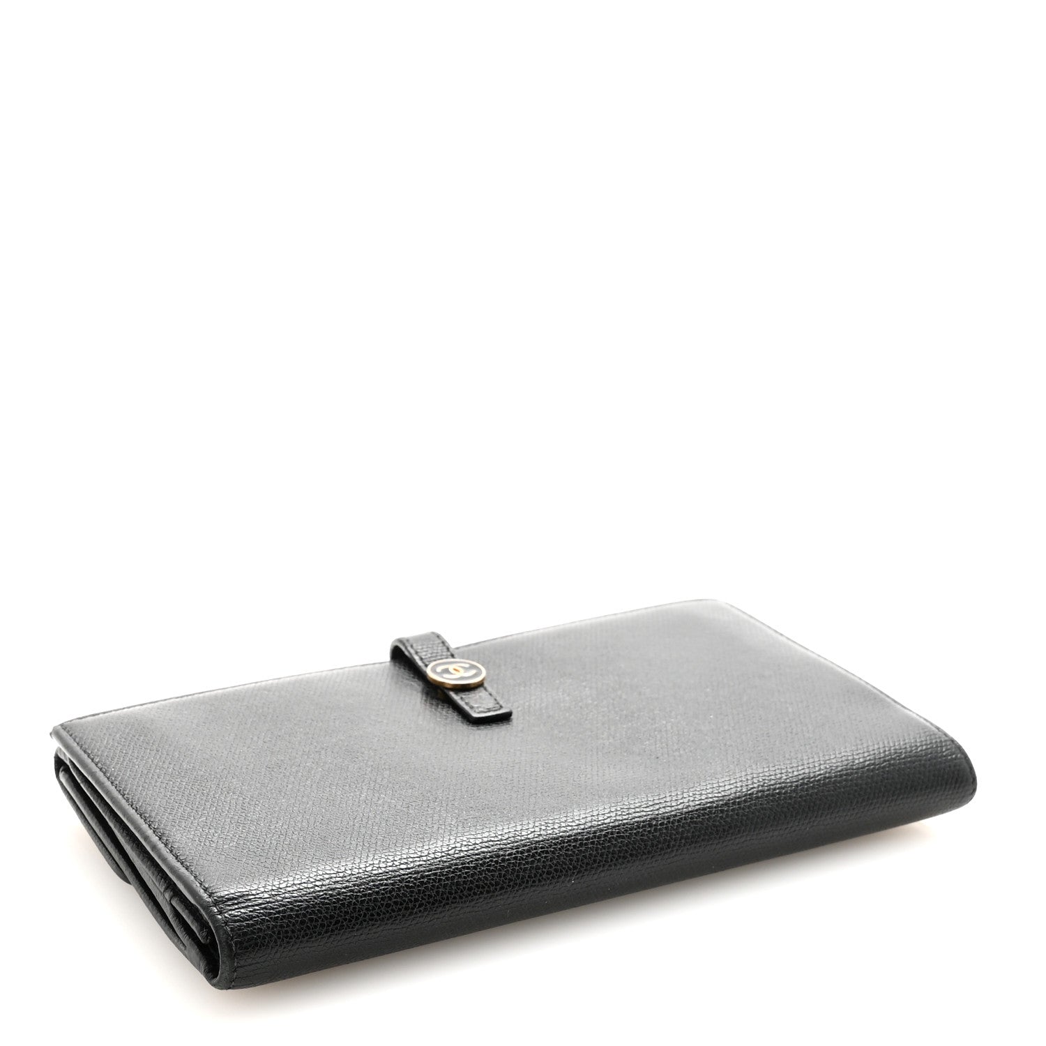 Chanel Grained Calfskin CC Button Long Wallet Black 1835714