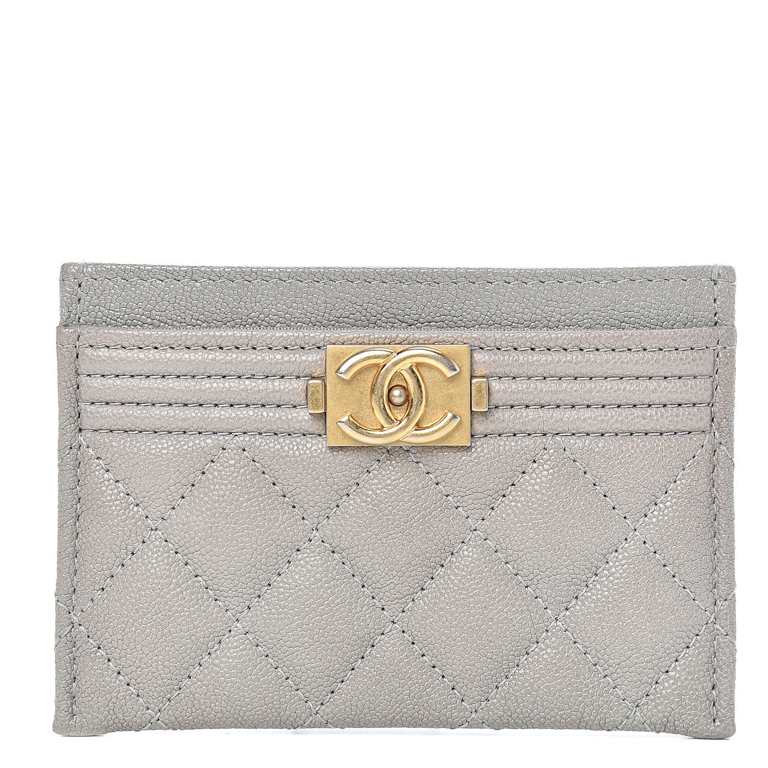 Chanel Caviar Quilted Boy Card Holder Grey 1 of 9
