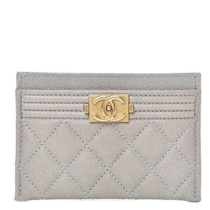 Chanel Caviar Quilted Boy Card Holder Grey 1 of 9
