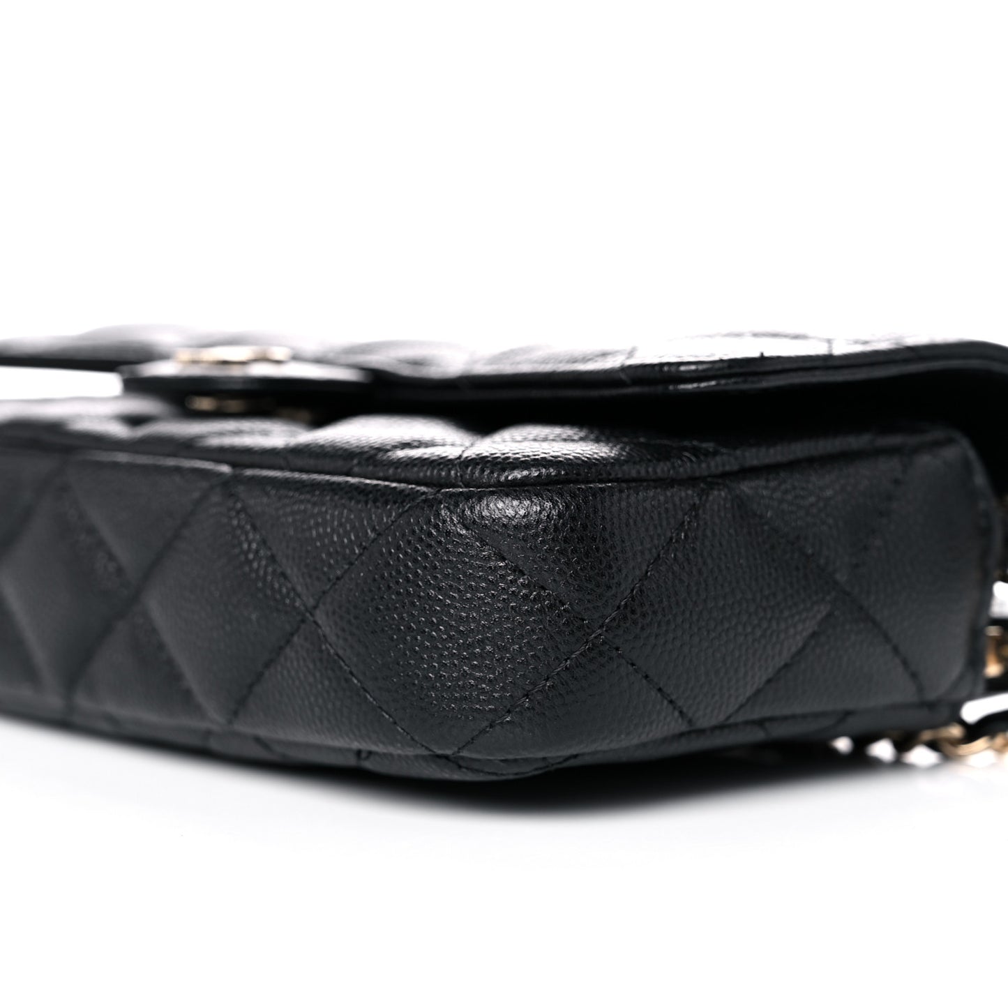 Caviar Quilted Flap Phone Holder With Chain Black