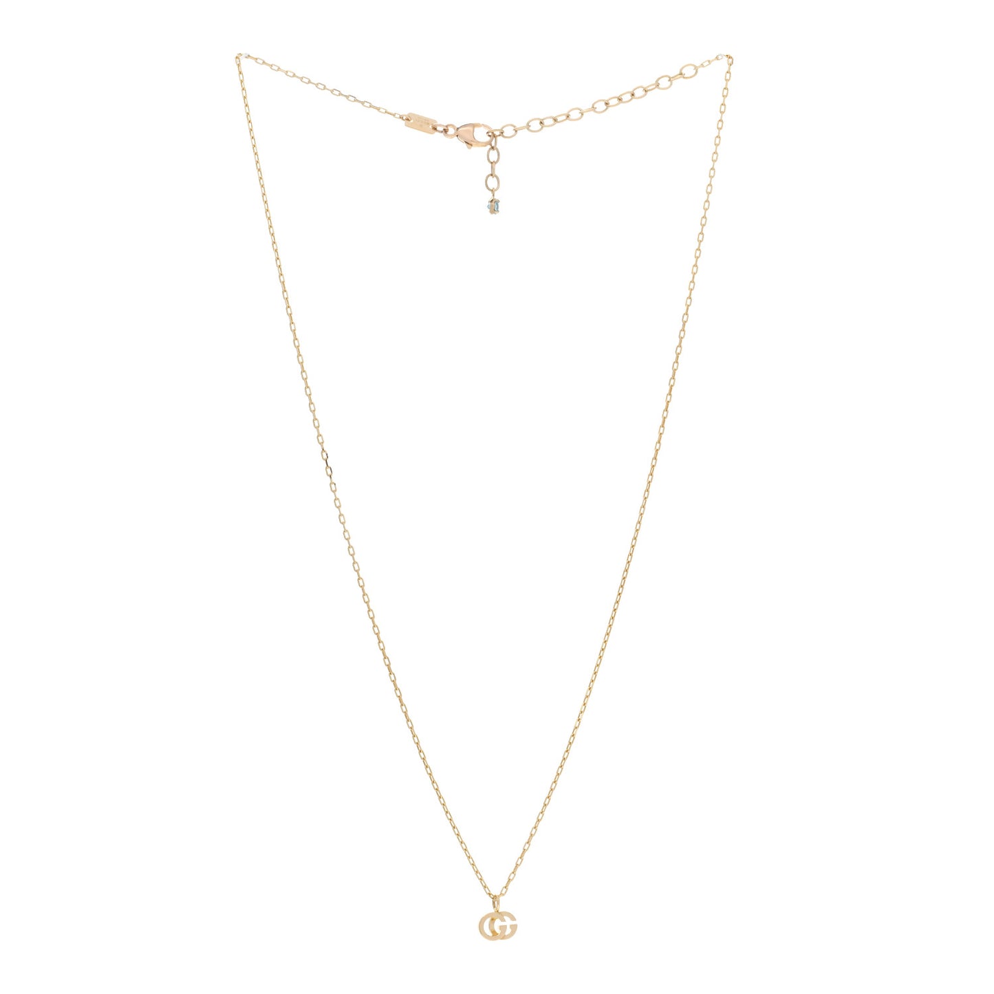 18K Yellow Gold Blue Topaz Running G Pendant Necklace