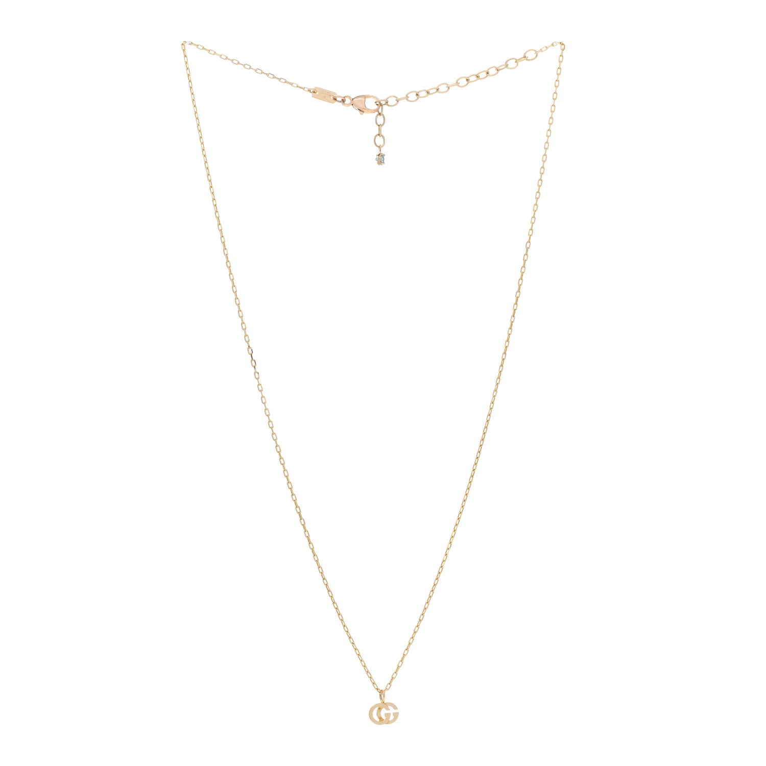 Gucci 18K Yellow Gold Blue Topaz Running G Pendant Necklace 3 of 5