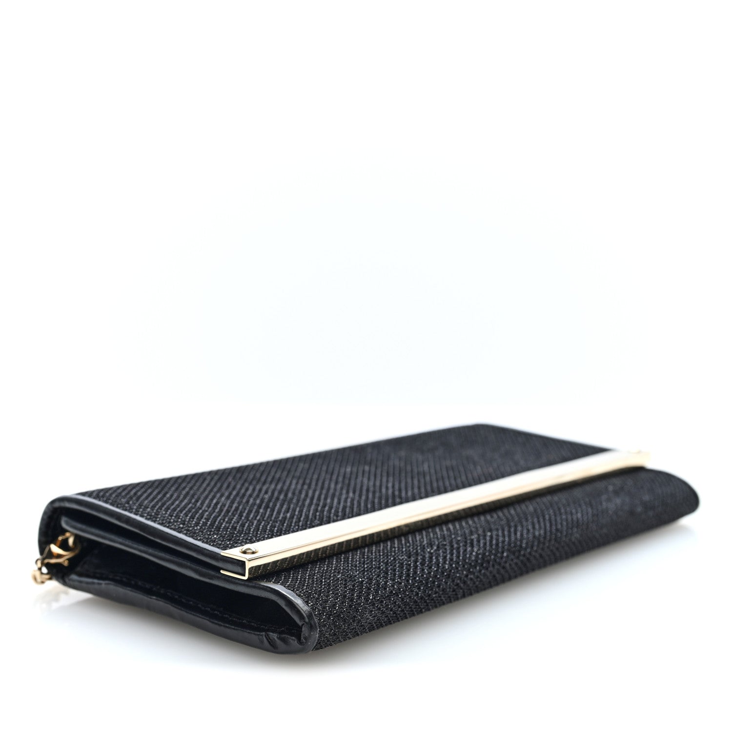 Jimmy Choo Canvas Glitter Milla Wallet on Chain Black 4 of 9