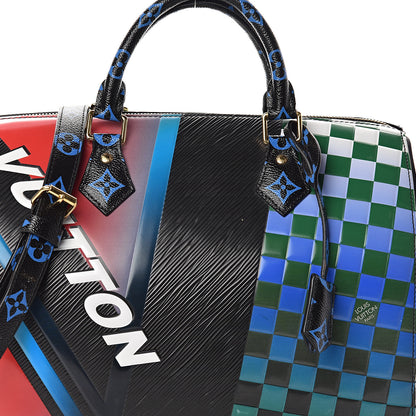 Louis Vuitton Epi Colored Monogram Damier Race Speedy Bandouliere 30 Black Rouge 6 of 8