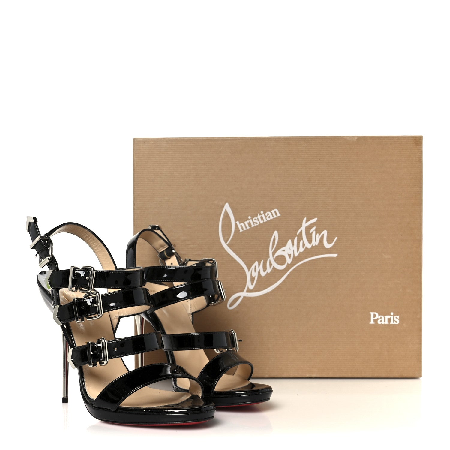 Christian Louboutin Patent Funky 120 Cage Sandals 37.5 Black 9 of 9