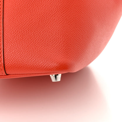 Hermes Epsom Tressage De Cuir Picotin Lock 18 PM Capucine Celeste Rouge H 13 of 16