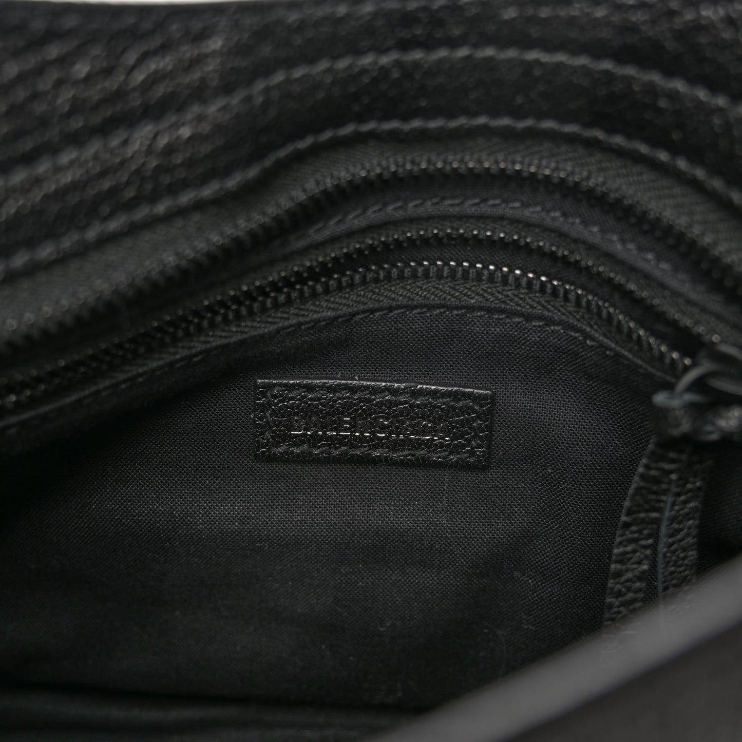 Shiny Goatskin Matte Black Metallic Edge Hardware Mini City Black