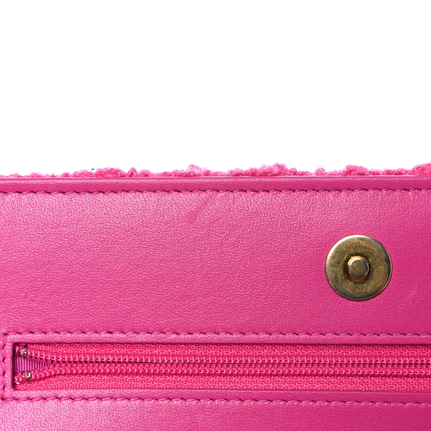 Wool Tweed Lambskin Quilted Chanel 19 Wallet On Chain WOC and Coin Purse Fuchsia