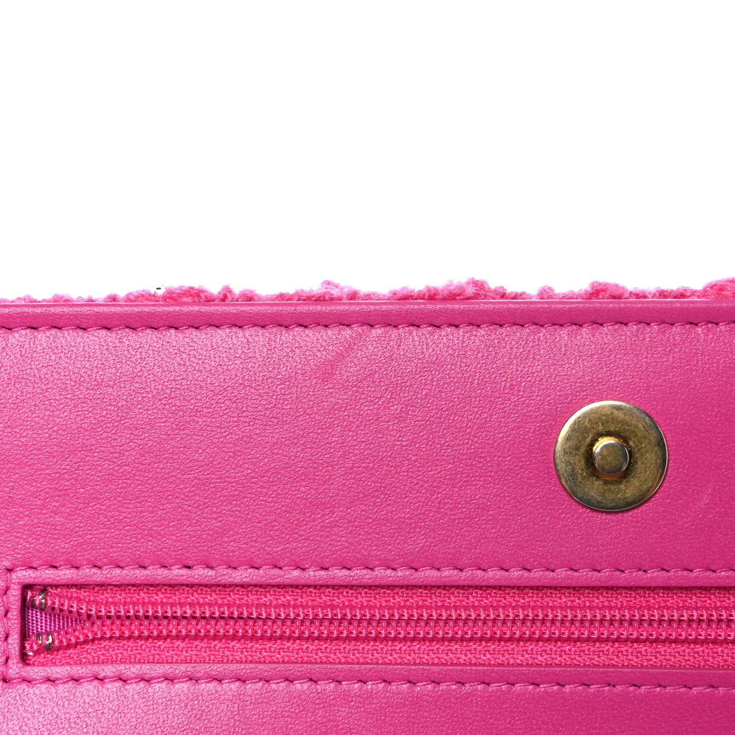 Chanel Wool Tweed Lambskin Quilted Chanel 19 Wallet On Chain WOC and Coin Purse Fuchsia 11 of 12