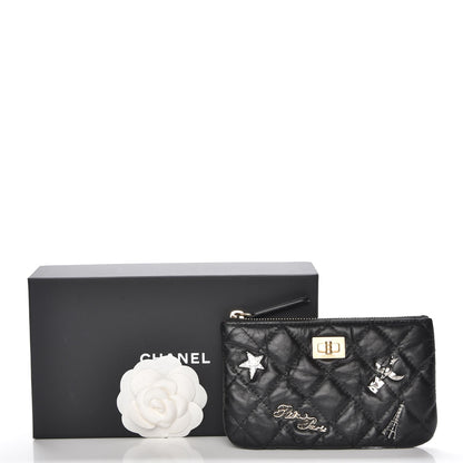 Chanel Aged Calfskin Quilted Small Lucky Charms Cosmetic Case Black 8 of 8