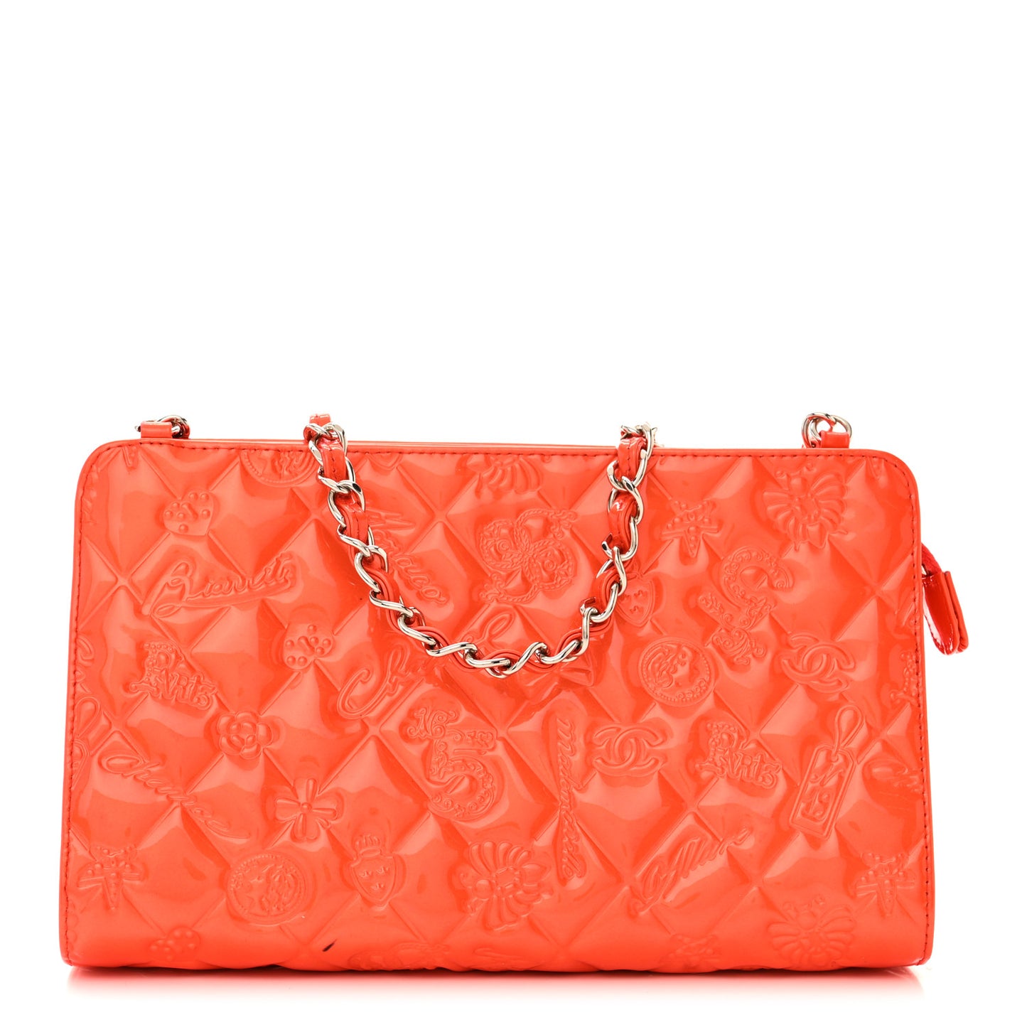 Patent Calfskin Lucky Symbols Pochette Coral