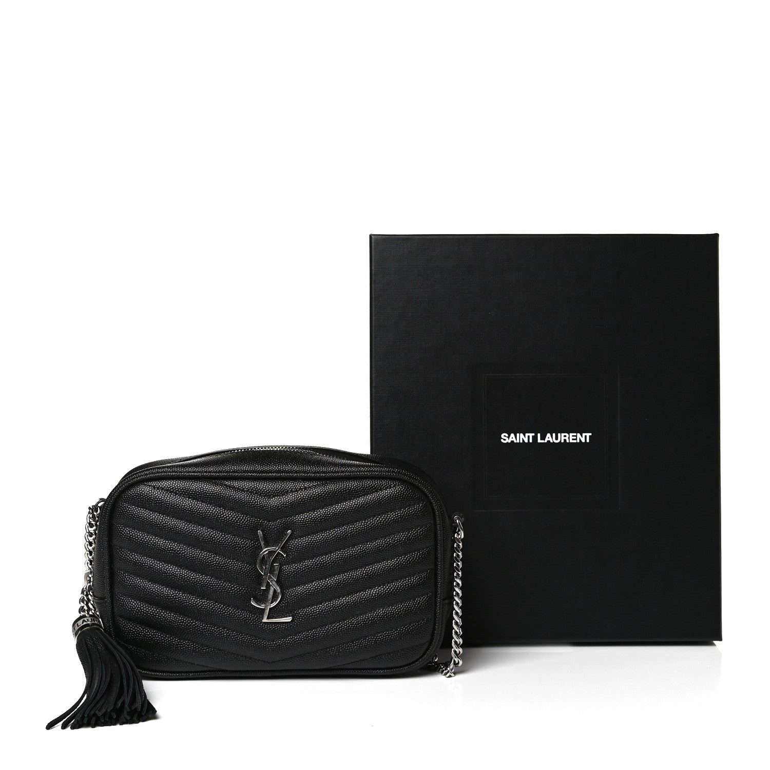 Saint Laurent Grain De Poudre Matelasse Monogram Mini Lou Camera Bag Black 12 of 12