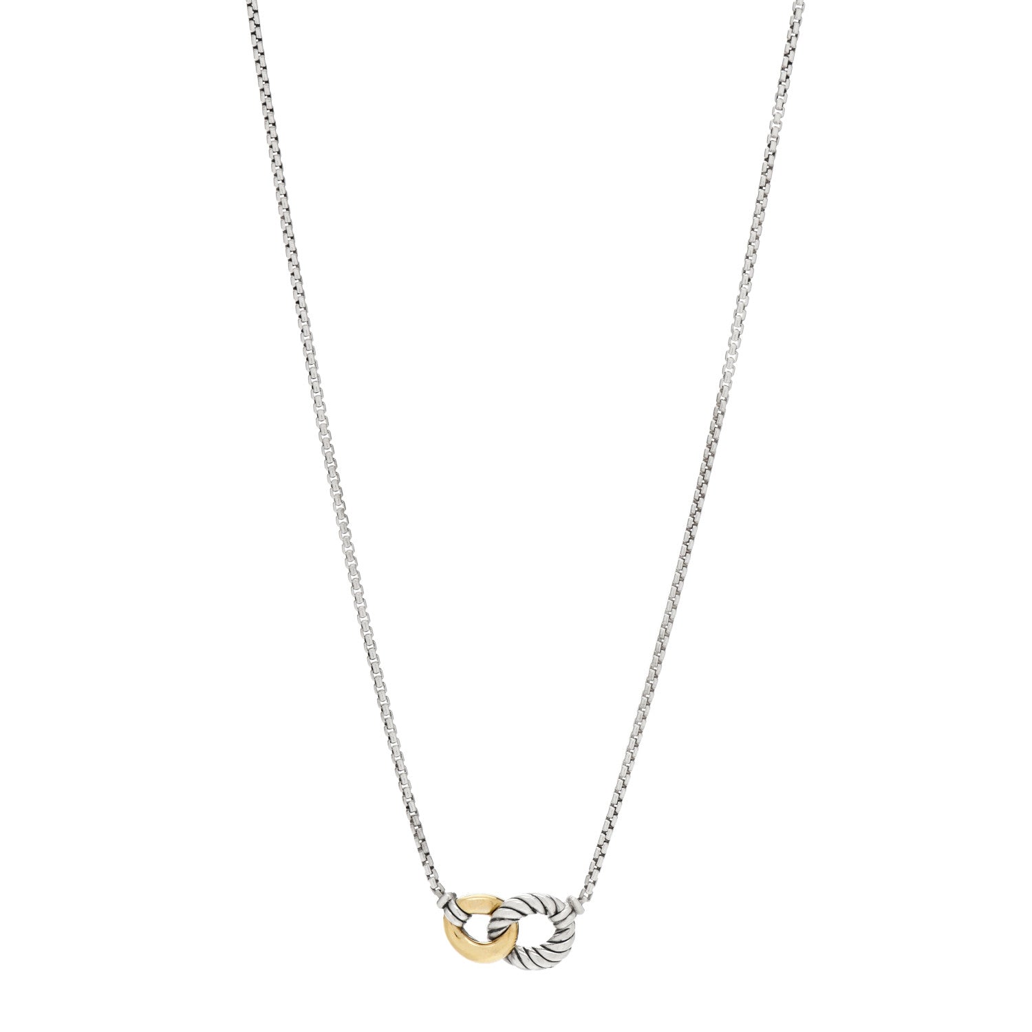 David Yurman Sterling Silver 18K Yellow Gold Belmont Pendant Necklace 1 of 3