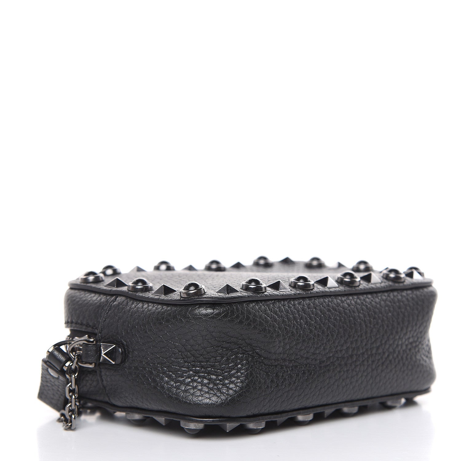 Valentino Garavani Calfskin Small Rockstud Rolling Chain Camera Crossbody Bag Black 2 of 9
