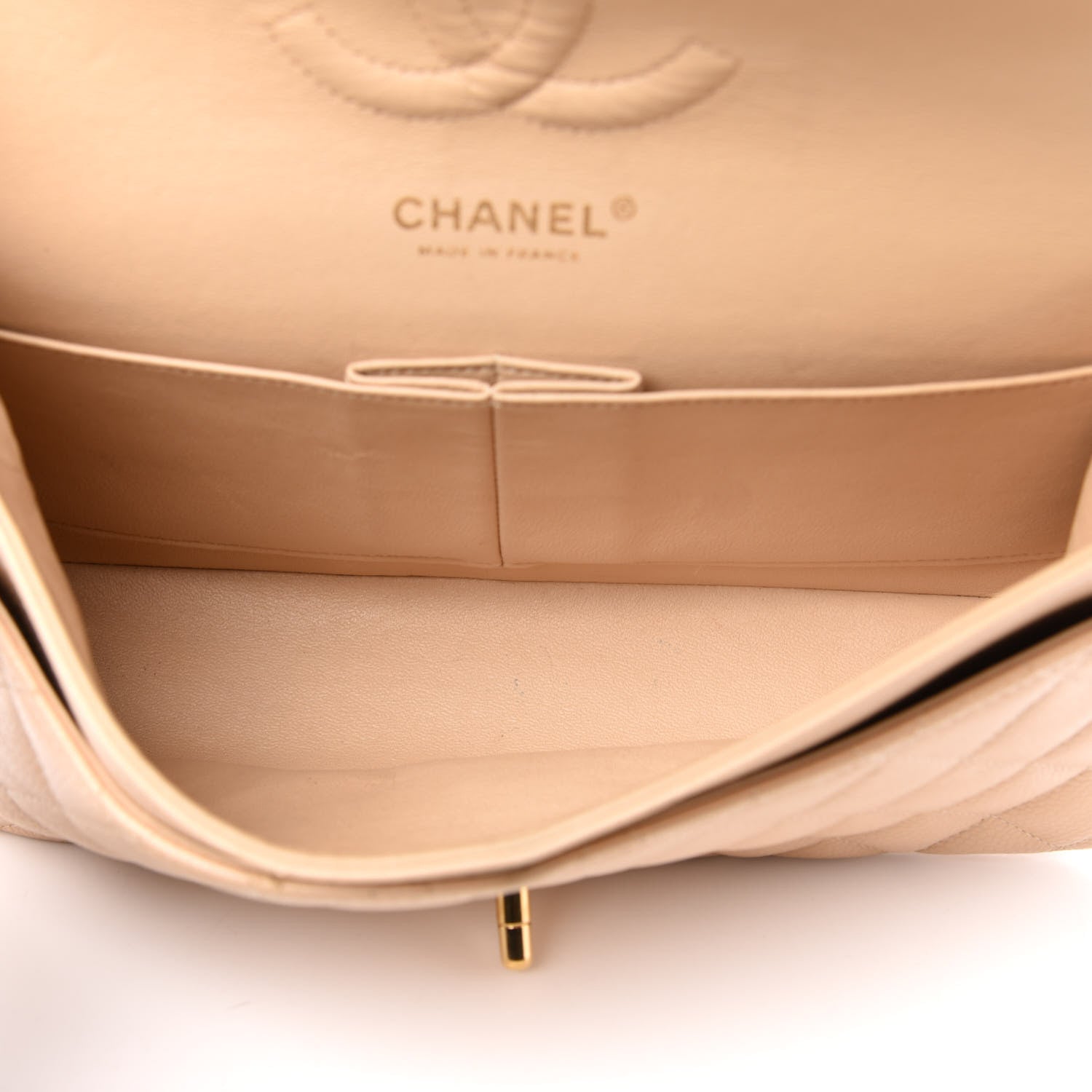 Chanel Caviar Quilted Medium Double Flap Beige 6 of 12