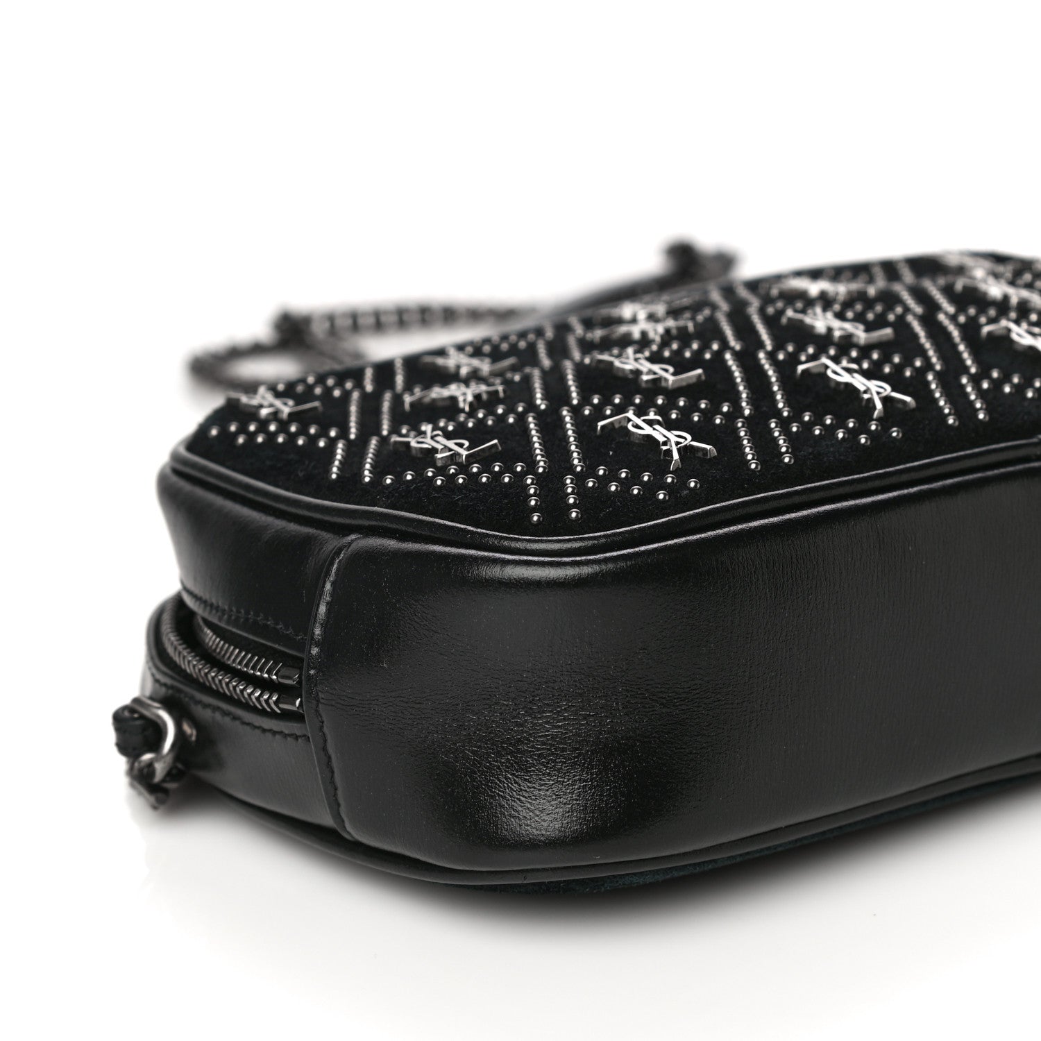 Saint Laurent Suede Calfskin Embellished Mini Monogram Lou Camera Bag Black 5 of 21