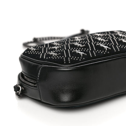 Saint Laurent Suede Calfskin Embellished Mini Monogram Lou Camera Bag Black 5 of 21