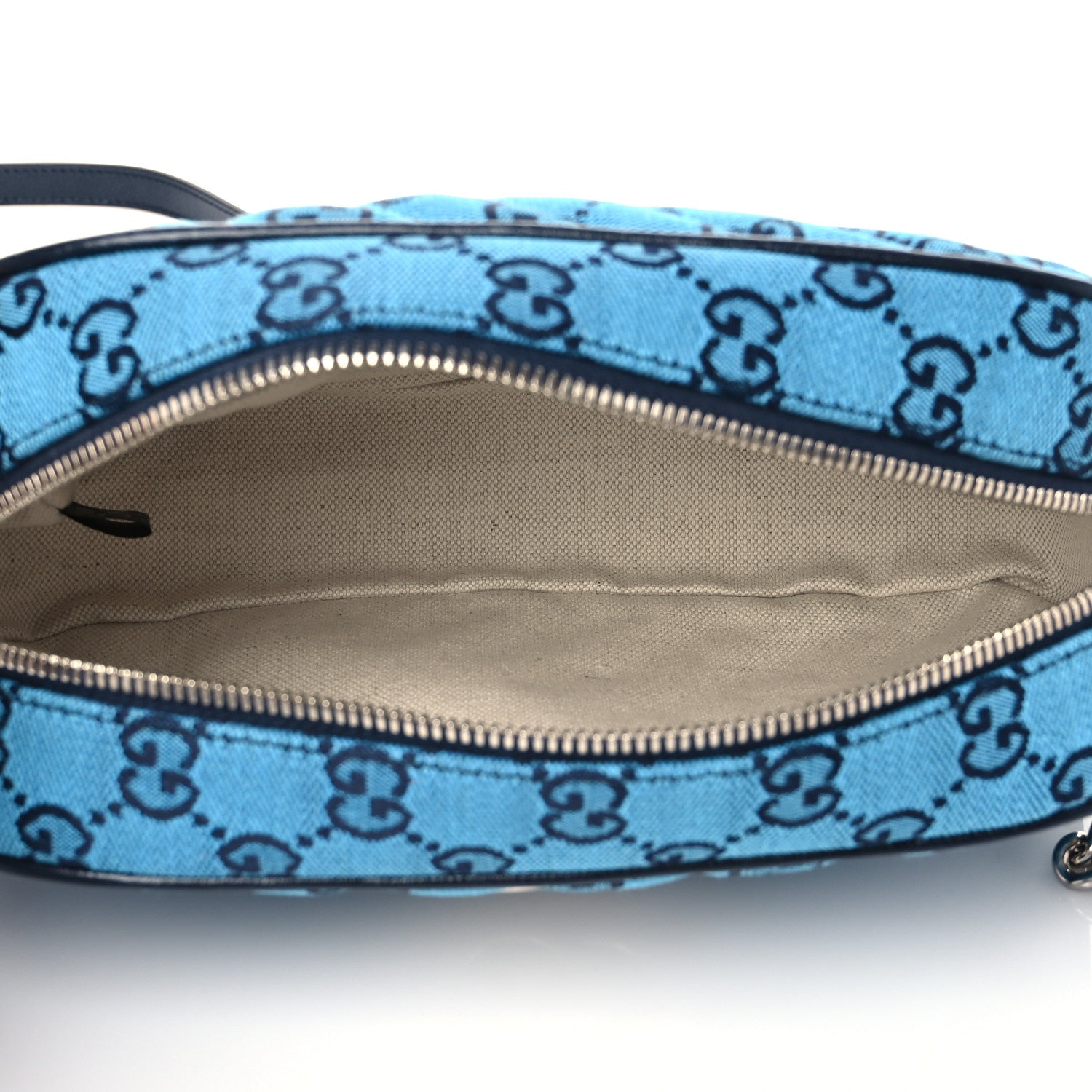 Gucci Monogram Multicolor Matelasse Diagonal Small GG Marmont Chain Shoulder Bag Light Blue 5 of 7