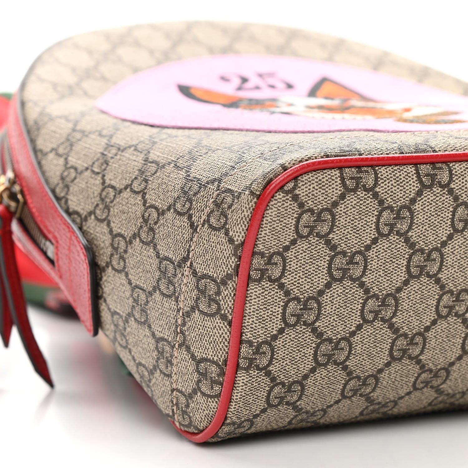 Gucci GG Supreme Monogram Web Bosco Patch Dome Backpack Beige Malva Hibiscus Red 9 of 10