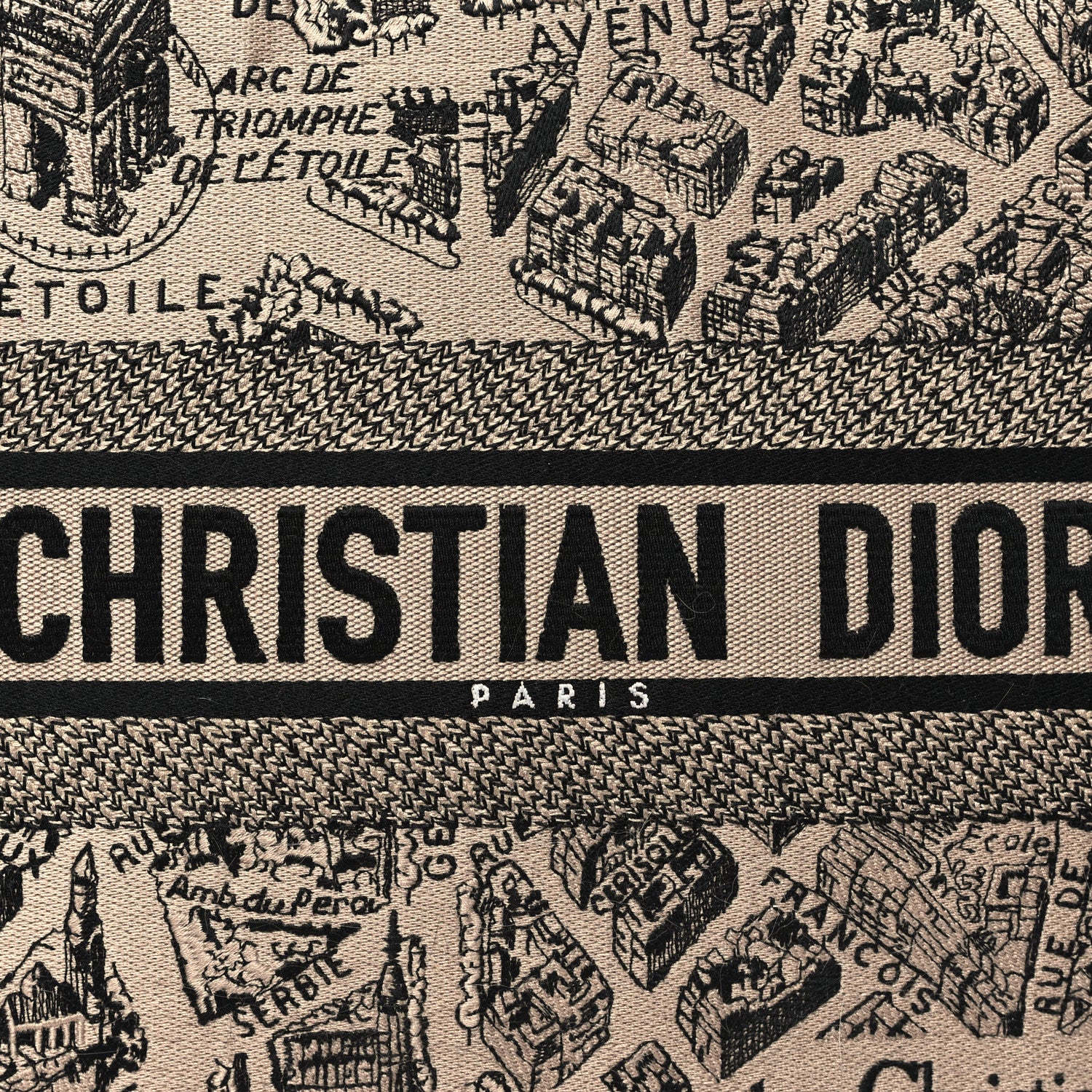 Christian Dior Canvas Embroidered Medium Plan De Paris Book Tote Beige Multi 8 of 10