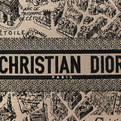 Christian Dior Canvas Embroidered Medium Plan De Paris Book Tote Beige Multi 8 of 10
